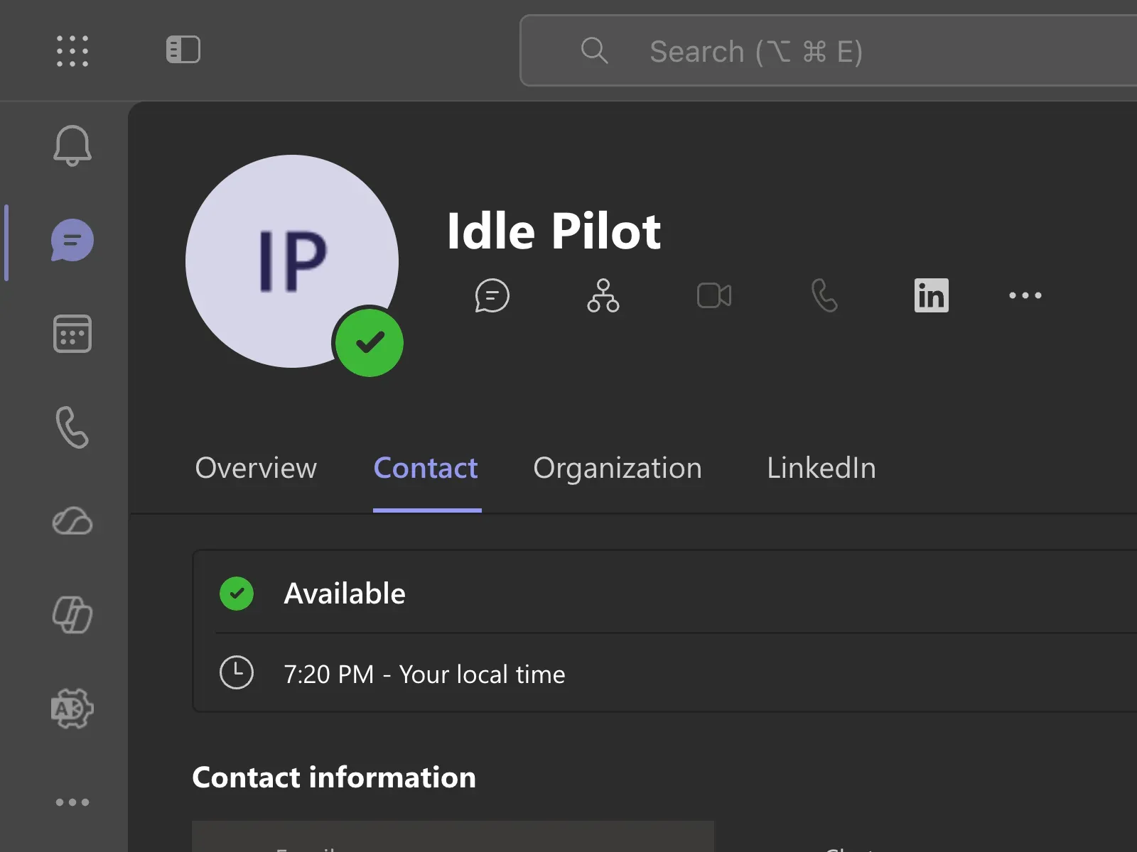 Microsoft Teams profile menu showing the green Available presence selected